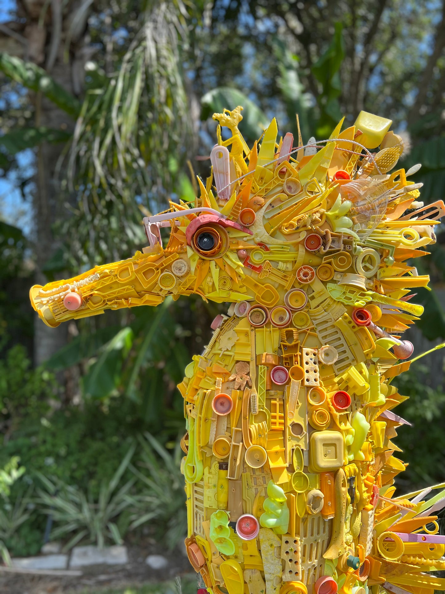 Plastic Beach Trash Sister Seahorses Sarah and Susan Sculpture