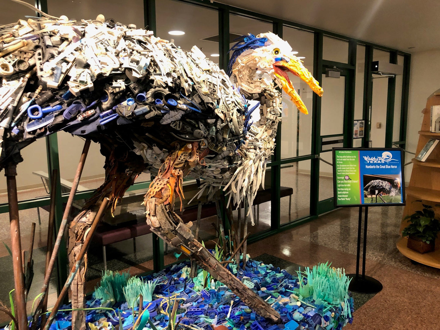 Plastic Beach Trash Humberto the Great Blue Heron Sculpture