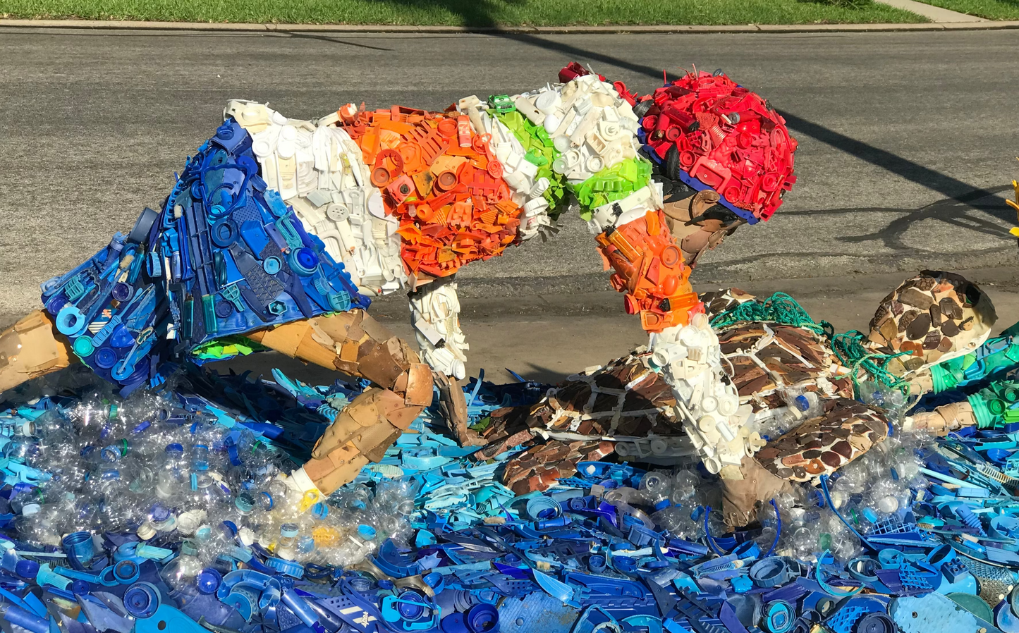 Plastic Beach Trash Sculpture with Juan, Sally and Tito