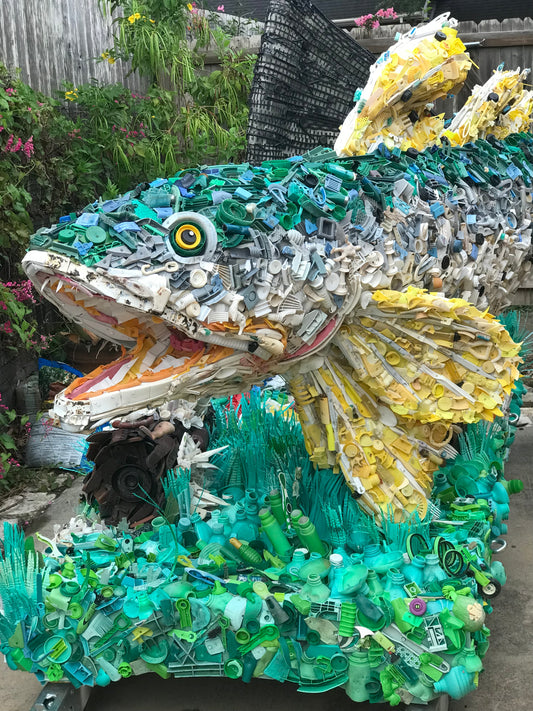 Plastic Beach Trash  Speckled Trout Sculpture