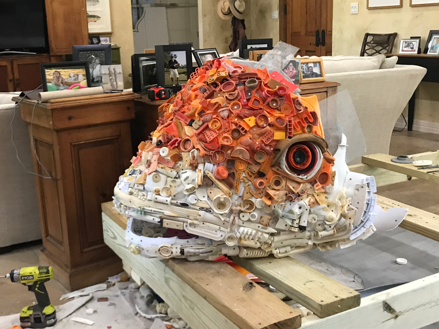 Plastic Beach Trash Reggie the Redfish Sculpture