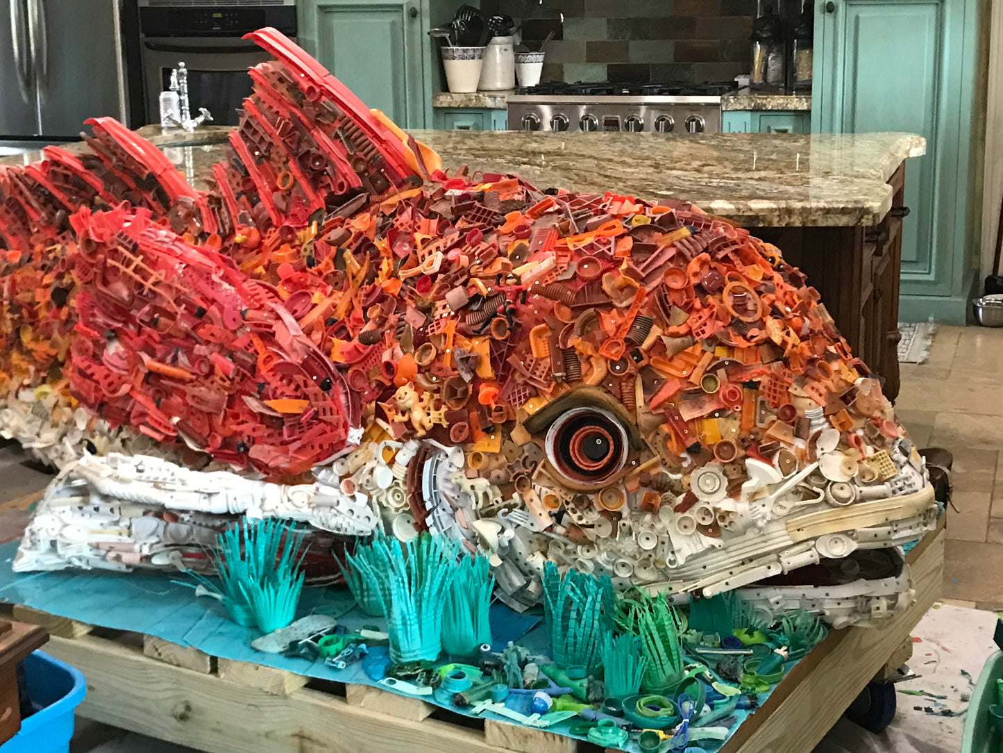 Plastic Beach Trash Reggie the Redfish Sculpture