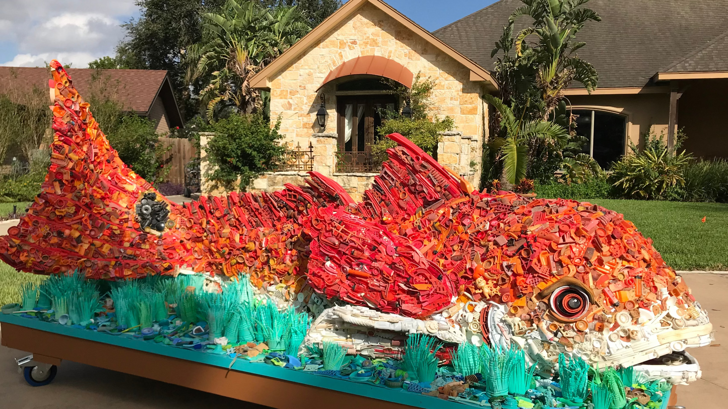 Plastic Beach Trash Reggie the Redfish Sculpture