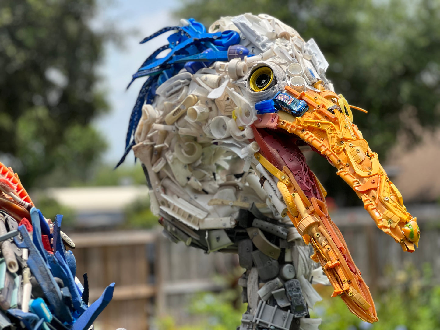 Plastic Beach Trash Humberto the Great Blue Heron Sculpture