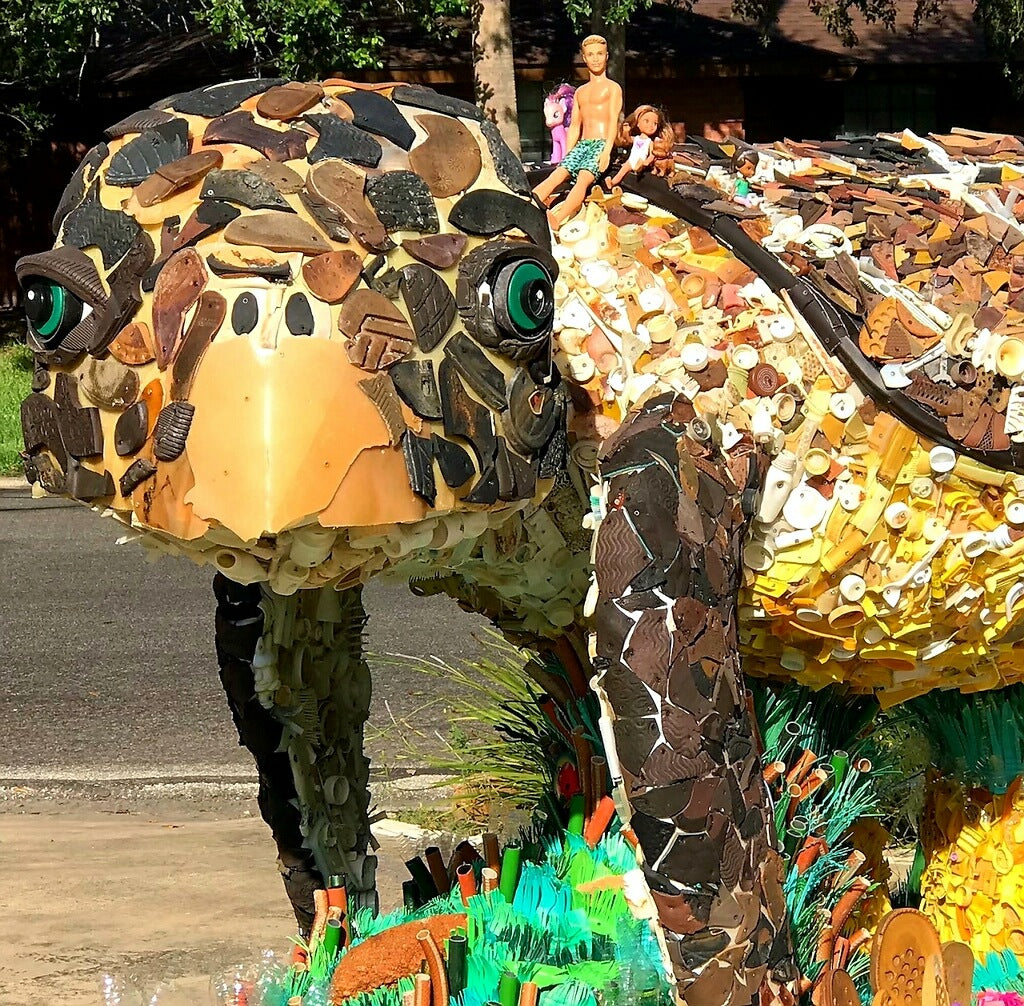 Plastic Beach Trash Terry the Atlantic Green Sea Turtle Sculpture